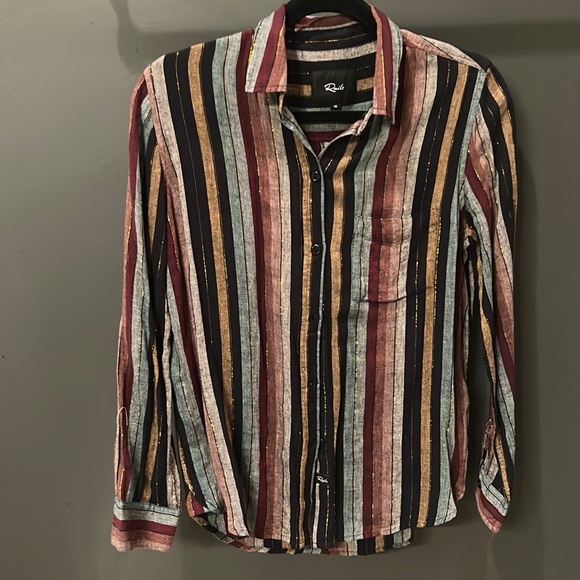 Rails size xs button down with gold shimmer - Picture 1 of 3